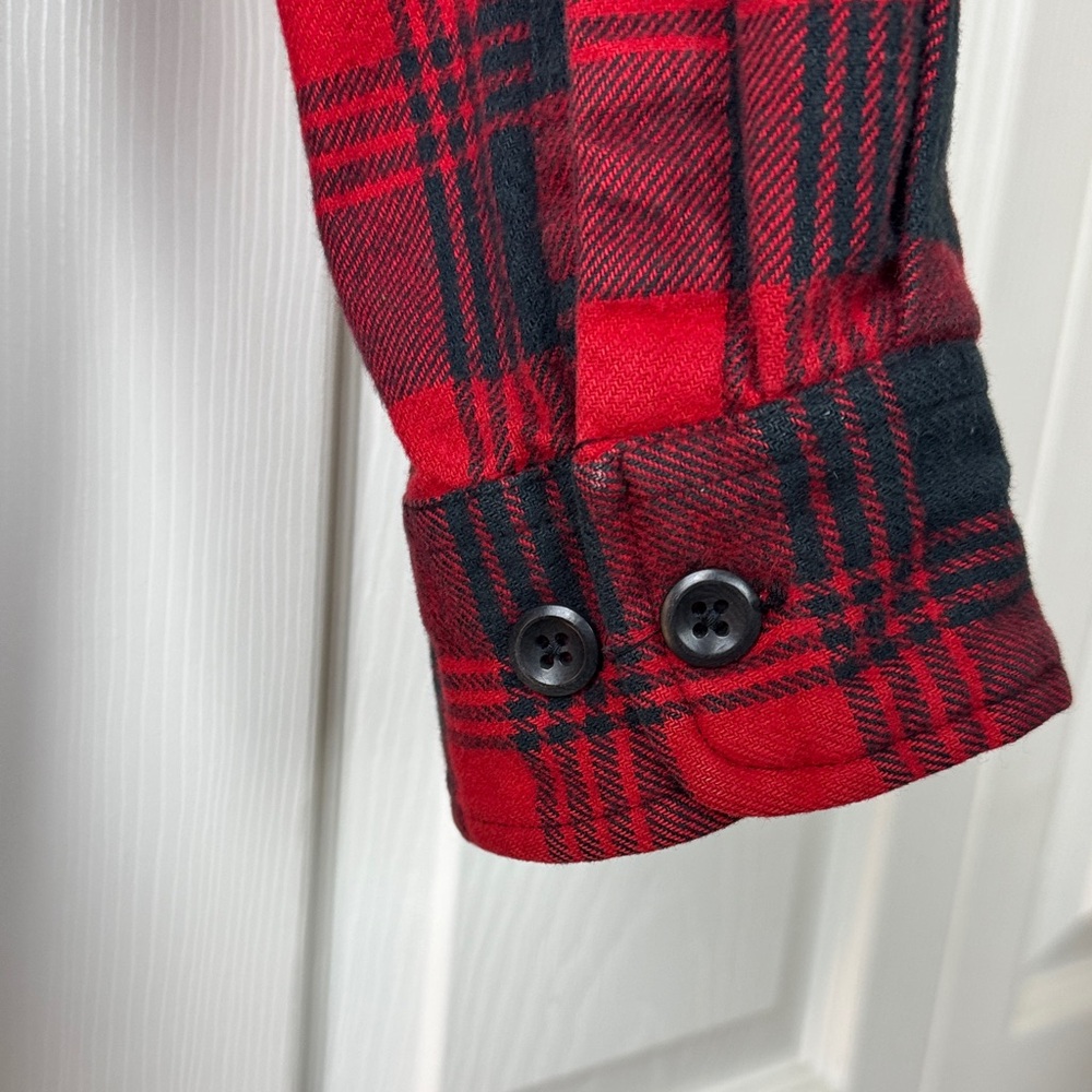 Vintage Polo Jeans Company Red and Black Plaid Men's Shirt - Picture 11 of 13